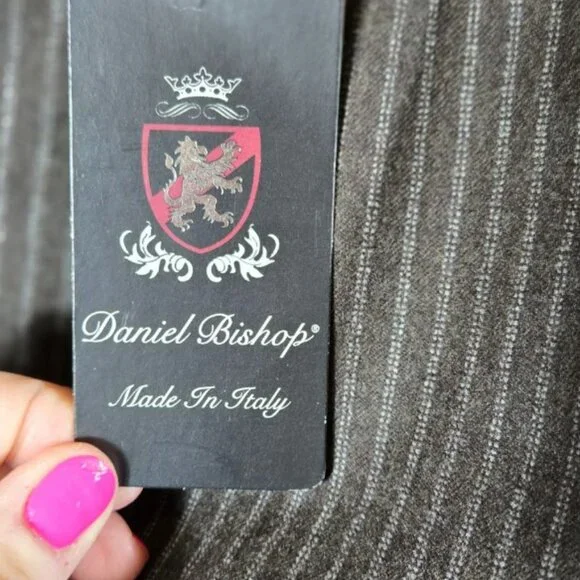 David Bishop NWT W34 X L30 Men's Black Pinstripe Dress Pants Made in Italy - Picture 10 of 14